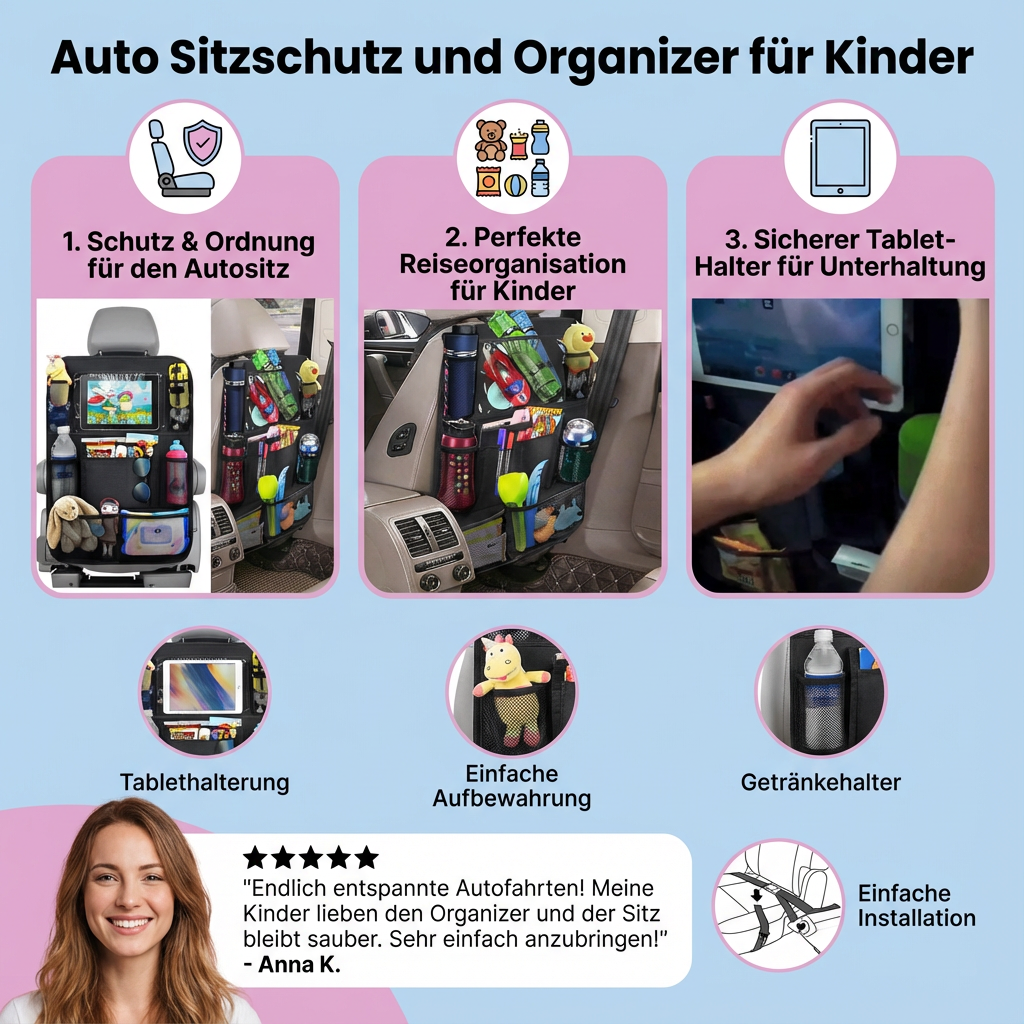 Auto Sitzschutz und Organizer für Kinder