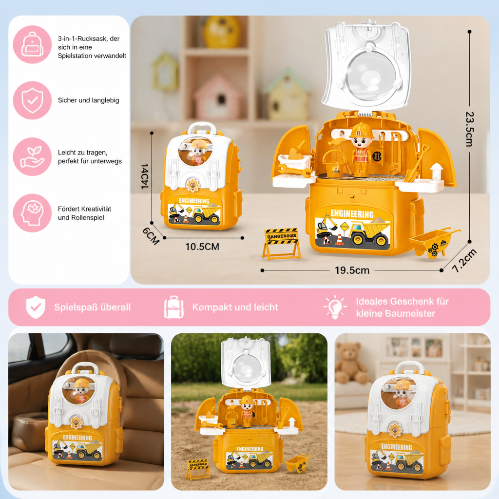 3-in-1 Rucksack-Spielset für unterwegs