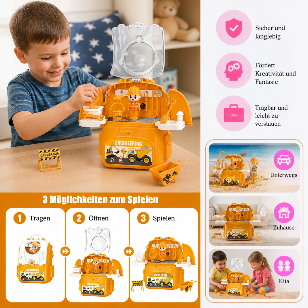 3-in-1 Rucksack-Spielset für unterwegs