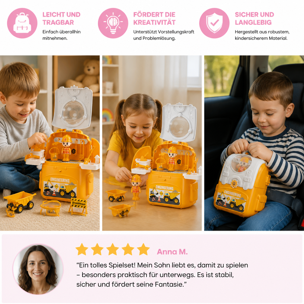 3-in-1 Rucksack-Spielset für unterwegs