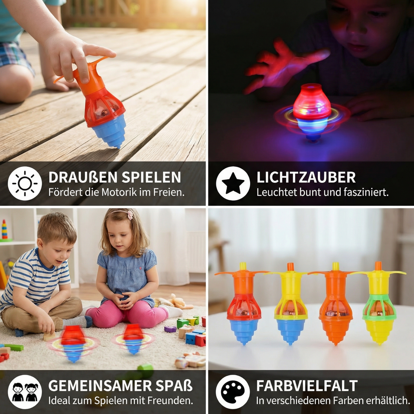 Leuchtender LED-Kreisel – Buntes Geschenkspielzeug für Kinder