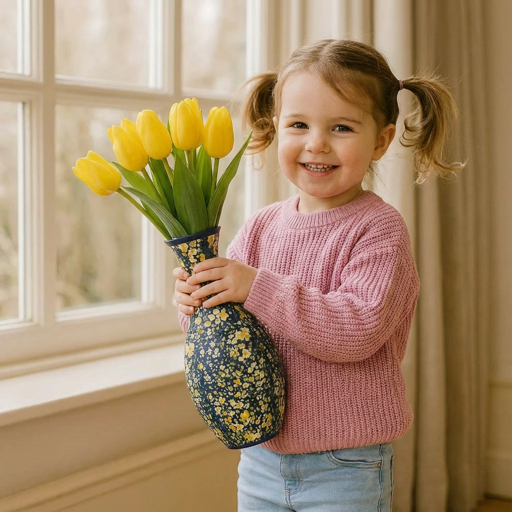 Edle 3D Puzzle Vase - Verwendbar für echte Blumen