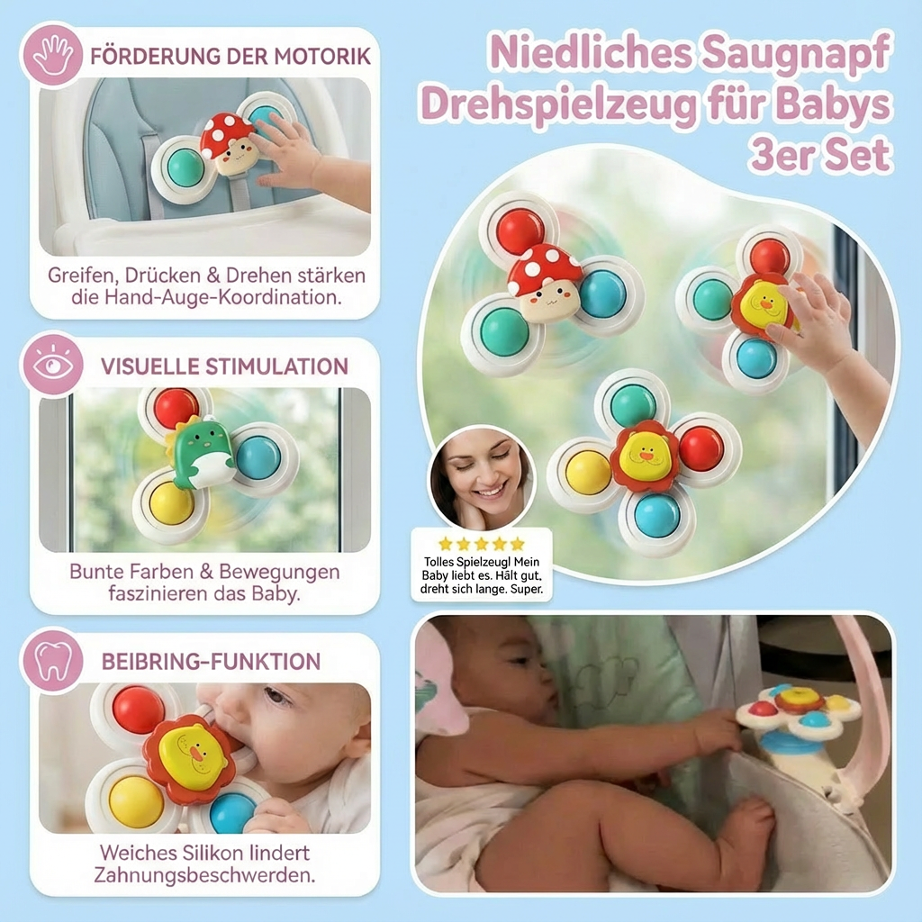 Saugnapf Spinner Spielzeug für Baby, 4Pcs