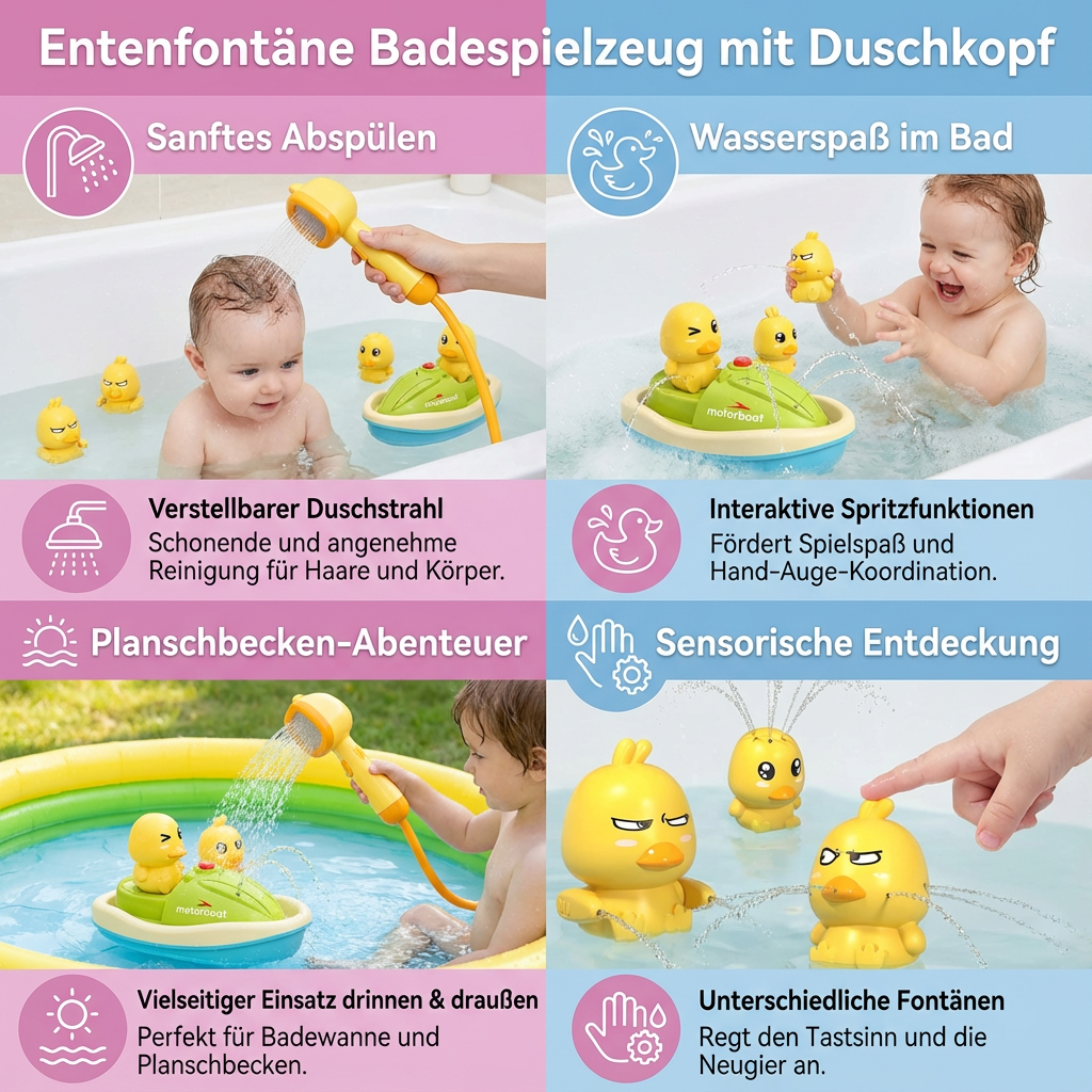 Entenfontäne Badespielzeug mit Duschkopf
