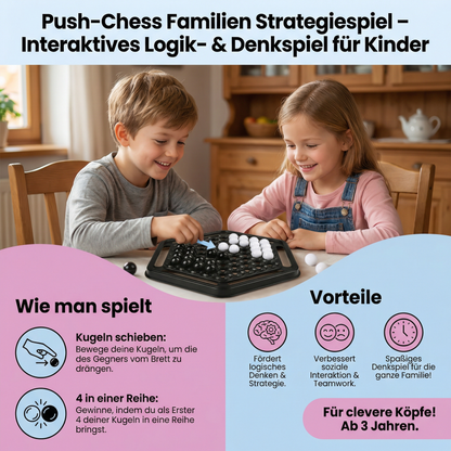 Push-Chess Familien Strategiespiel – Interaktives Logik- & Denkspiel für Kinder
