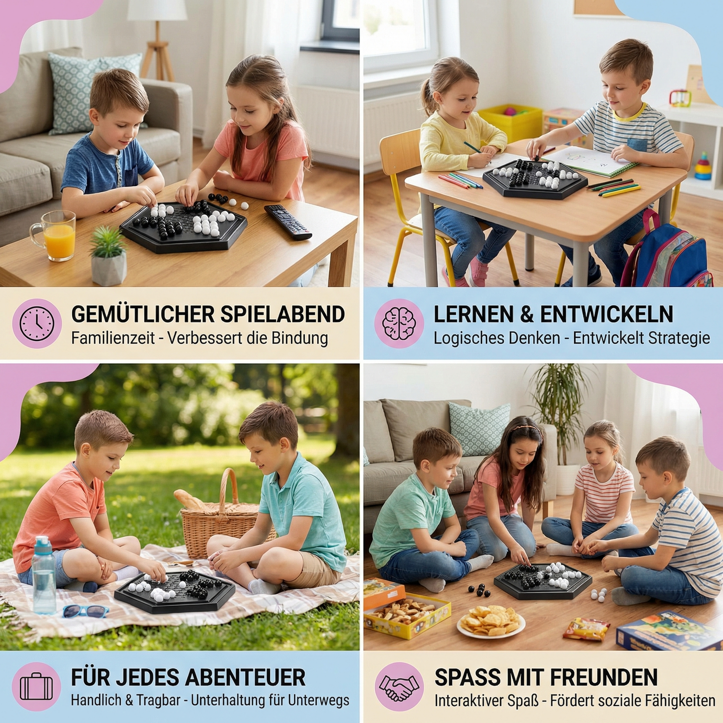Push-Chess Familien Strategiespiel – Interaktives Logik- & Denkspiel für Kinder