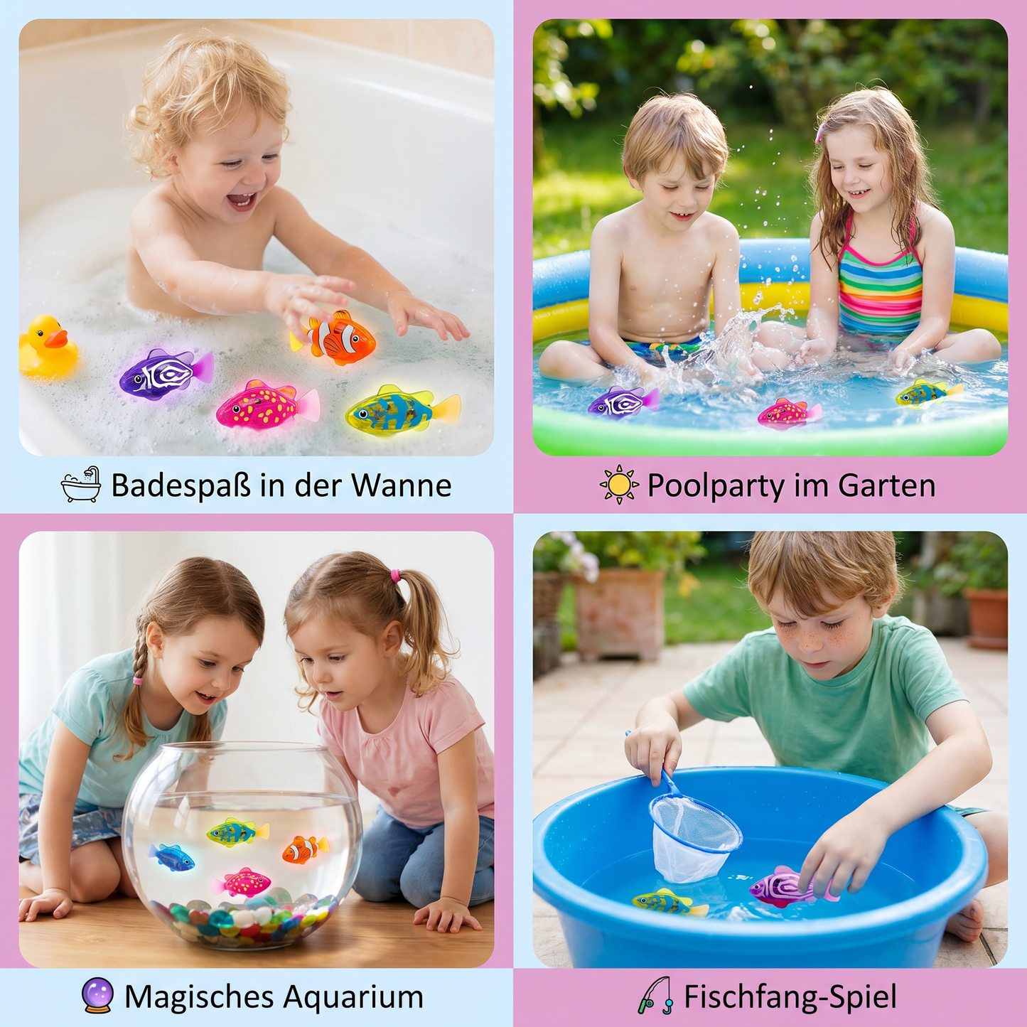 LED Schwimmfisch Spielset – Automatisch aktivierte Leuchtfische für Pool & Bad