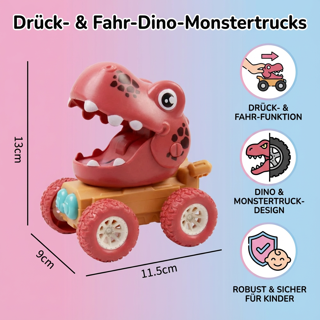 PUSH & DRIVE DINO MONSTERTRUCKS