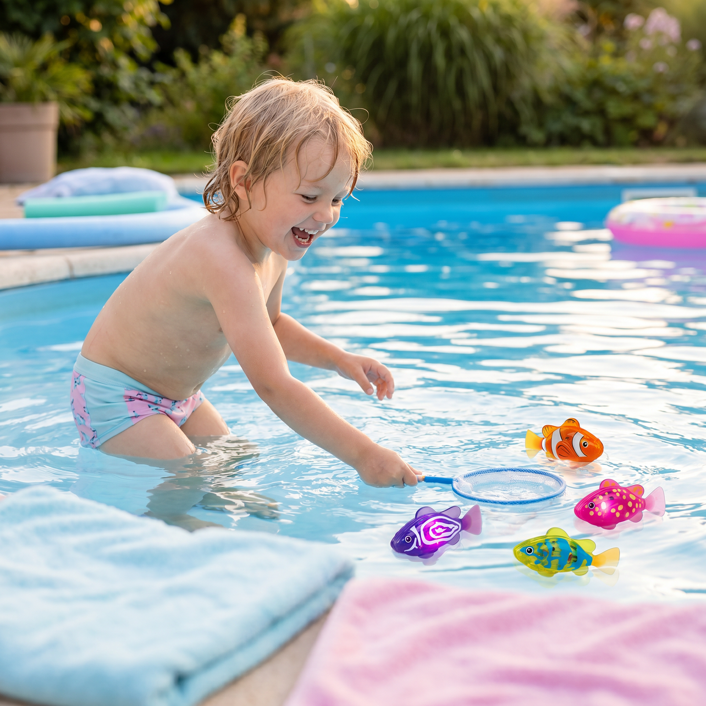 LED Schwimmfisch Spielset – Automatisch aktivierte Leuchtfische für Pool & Bad