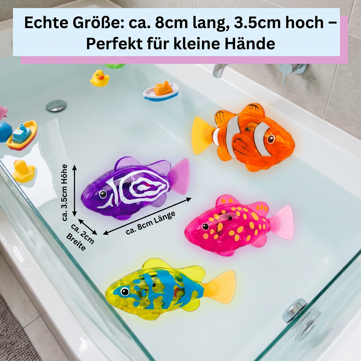 LED Schwimmfisch Spielset – Automatisch aktivierte Leuchtfische für Pool & Bad