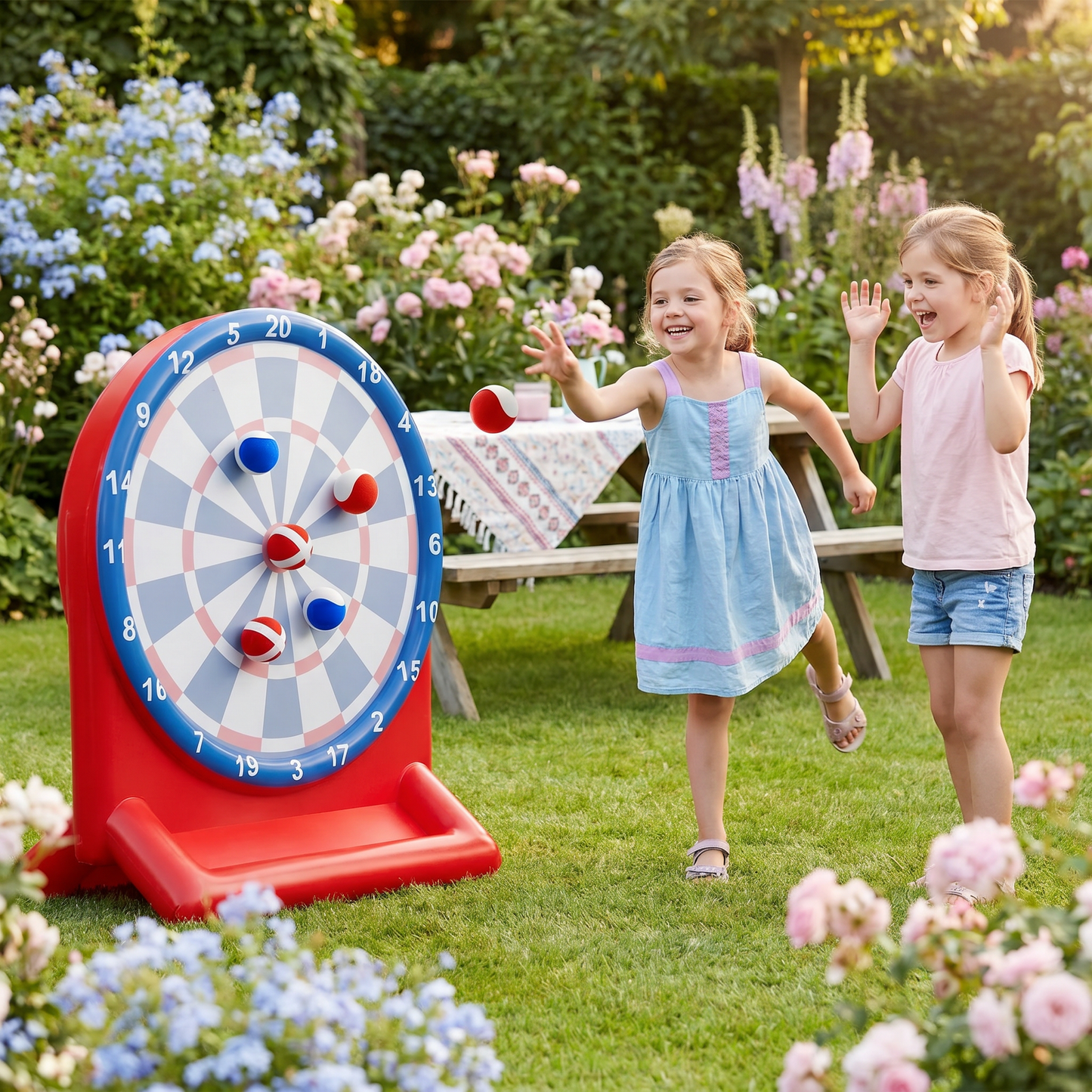 Aufblasbares Wasser-Zielspiel mit Darts – Outdoor-Wurfspiel für den Garten