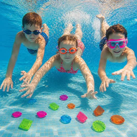 Unterwasser-Such- und Findespiel mit bunten Edelsteinen