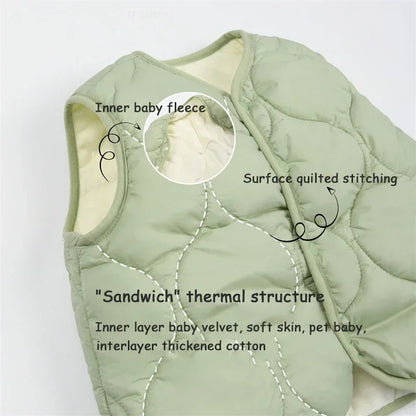 Für Jungen & Mädchen – Weicher Bodywarmer in Pastellfarben – Leichte Weste in Pink, Beige und Grün