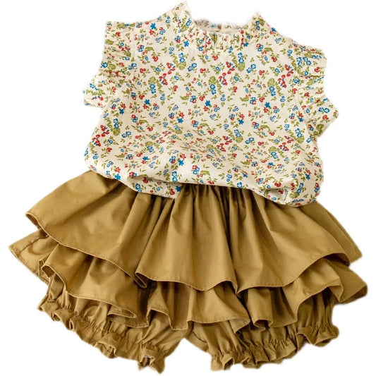 Sommerdruck - Top & Rock Set mit Blumenmuster für Mädchen