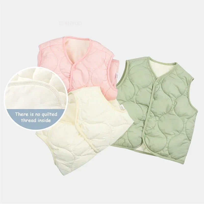 Für Jungen & Mädchen – Weicher Bodywarmer in Pastellfarben – Leichte Weste in Pink, Beige und Grün