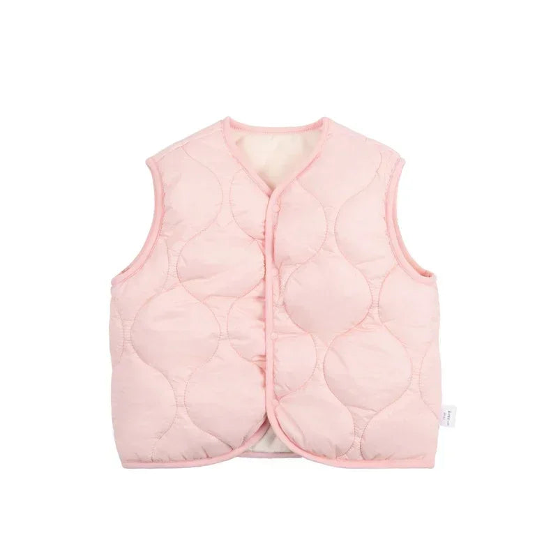 Für Jungen & Mädchen – Weicher Bodywarmer in Pastellfarben – Leichte Weste in Pink, Beige und Grün