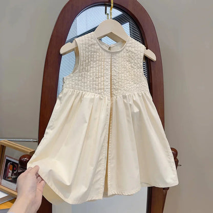Mädchenkleid ohne Ärmel – Elegantes Sommerkleid mit Falten und Rückenverschluss
