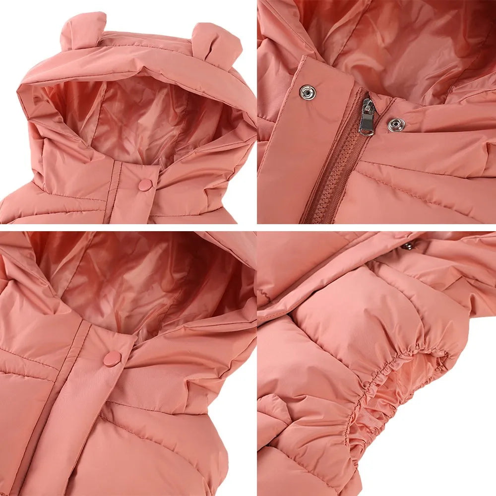 Warm & Trendy – Weste mit Kapuze für Kinder – Steppweste mit Bärenohren in Pastellfarben und Dunkelblau
