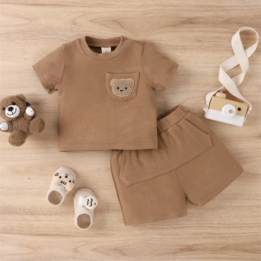 Sommer-Outfit für Baby – T-Shirt und Shorts Set mit Bärchen-Design