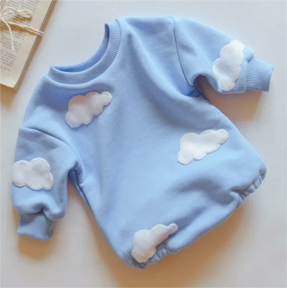 Sweatshirt-Strampler für Babys – Niedliche Wolken-Prints in Blau