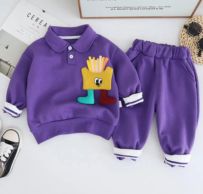 Niedliches Pommes-Design Kinder-Outfit – Zweiteiliges Set mit Sweatshirt und Hose