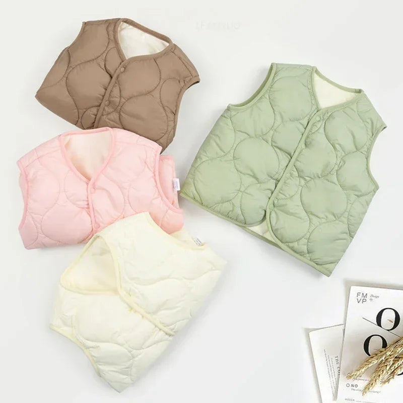 Für Jungen & Mädchen – Weicher Bodywarmer in Pastellfarben – Leichte Weste in Pink, Beige und Grün