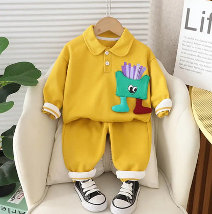 Niedliches Pommes-Design Kinder-Outfit – Zweiteiliges Set mit Sweatshirt und Hose