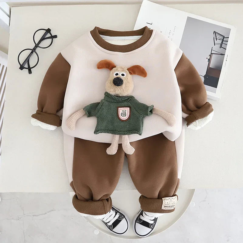 Kuschelweicher Herbst-Jogginganzug – Warmer Zweiteiler mit niedlichem 3D-Design