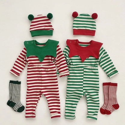 Weihnachtspyjamas für Kinder – Bequem & Warm mit Streifenmuster