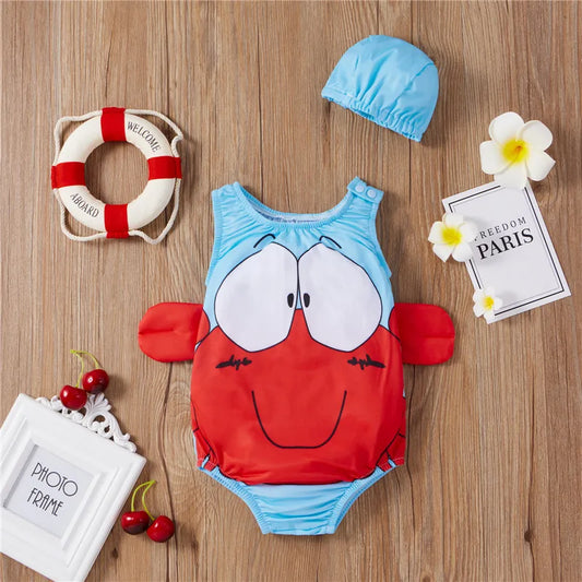 Schutz in der Sonne Kinder-Badeanzug mit Fisch- oder Krabben-Design – Bequemer UV-Schutz Badeanzug