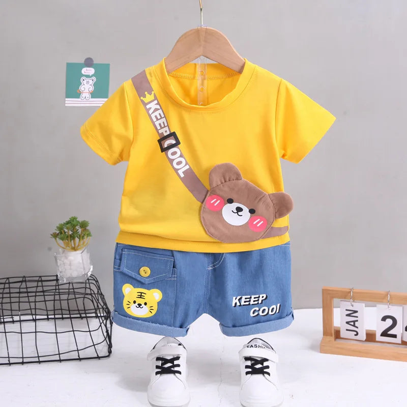 Tiermuster Baumwollkleid-Set mit T-Shirt und Shorts für Kinder