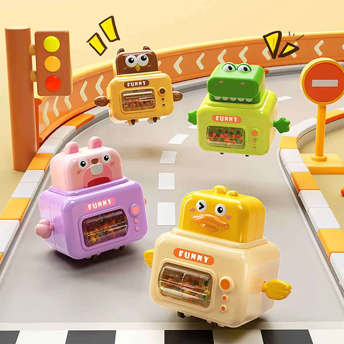 Spaß auf Rädern – Buntes Spielzeugauto mit Tiermotiven