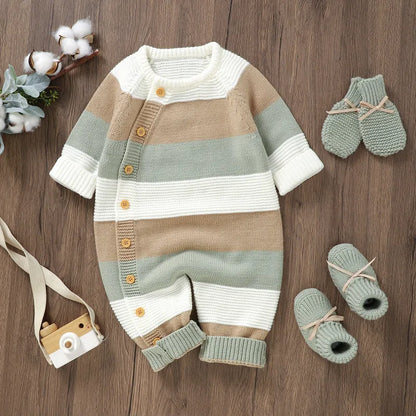 Strick-Strampler für Babys – Warm und Bequem mit Knöpfen