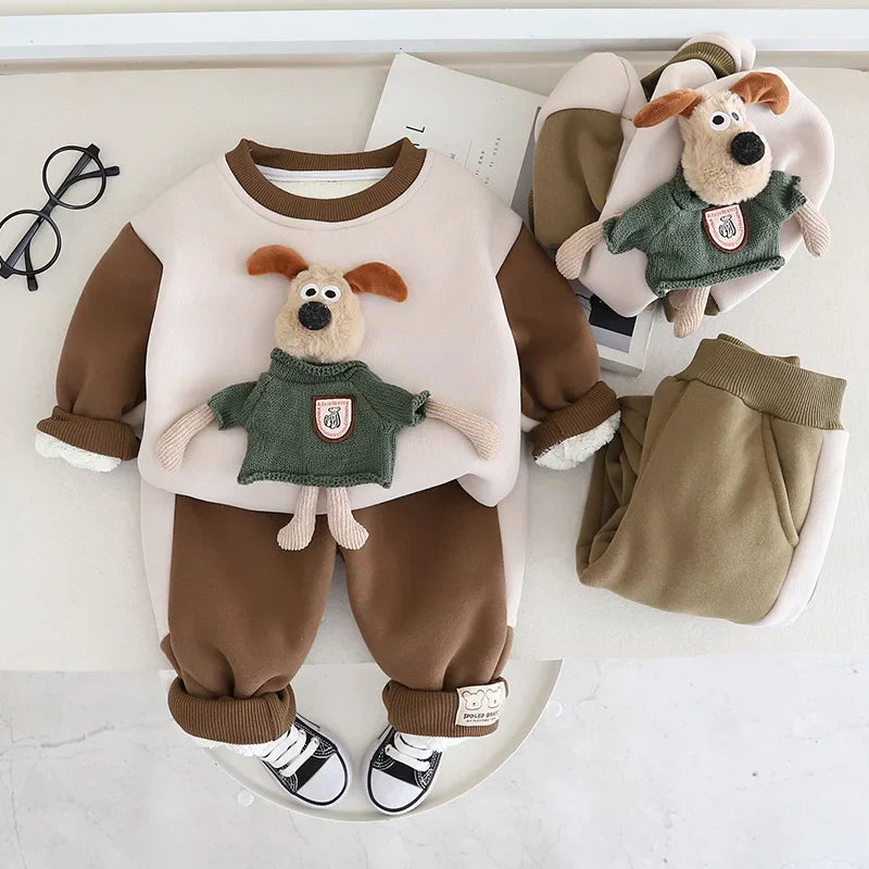 Kuschelweicher Herbst-Jogginganzug – Warmer Zweiteiler mit niedlichem 3D-Design