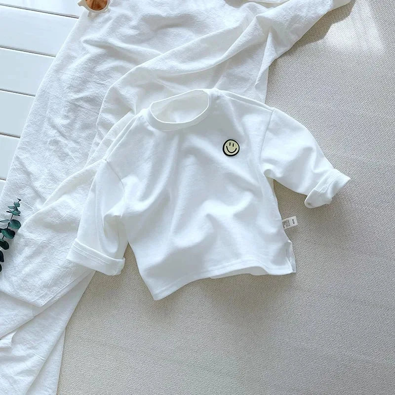 Geeignet für Jede Jahreszeit – Langarmshirt mit Streifen und Smiley-Motiv