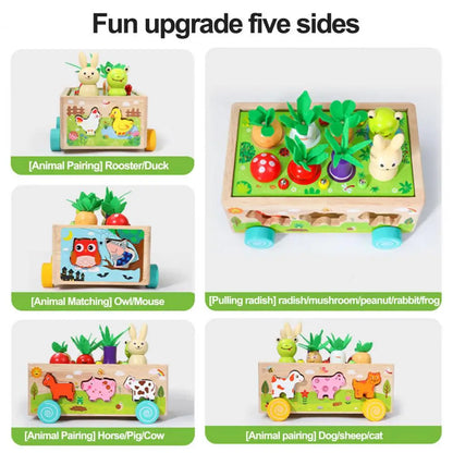 Formenspaß im Bollerwagen – Holz-Tiere und Gemüse-Puzzle für Kinder