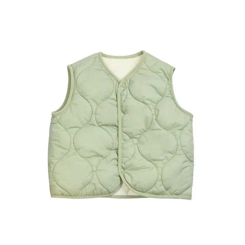 Für Jungen & Mädchen – Weicher Bodywarmer in Pastellfarben – Leichte Weste in Pink, Beige und Grün