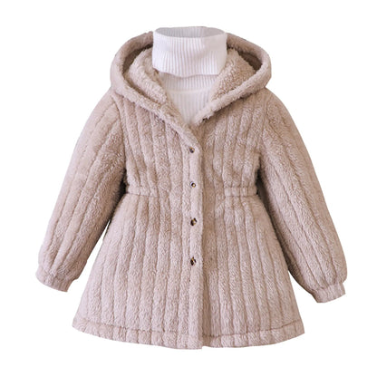 Innenfutter aus weichem Fleece für Mädchen – Warmer Wintermantel mit Kapuze