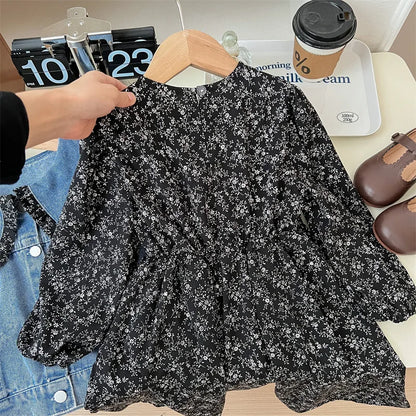Mädchen Denim Jacke Mit Blumenkleid – Süßes Set Für Kinder Mit Rüschenkragen