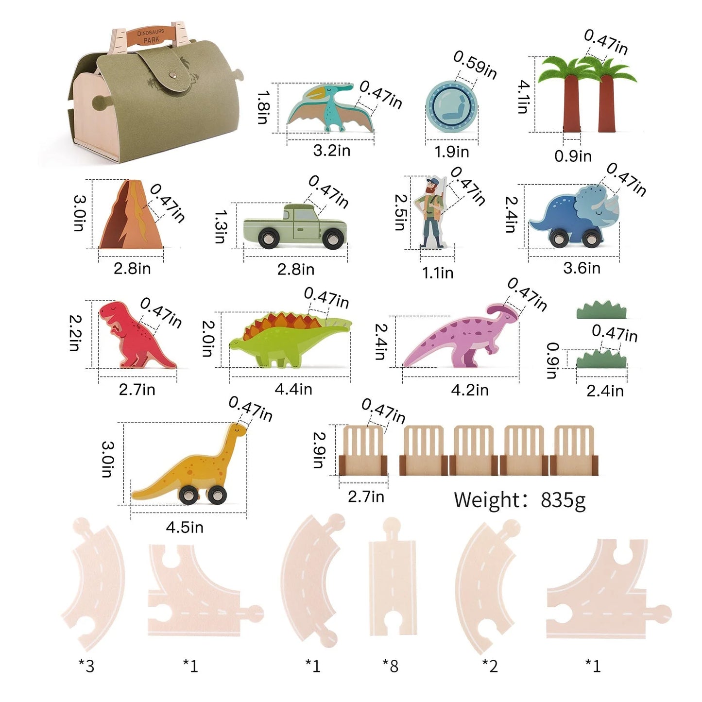 Dino-Park Spielset aus Holz – Prähistorischer Spaß für Kinder