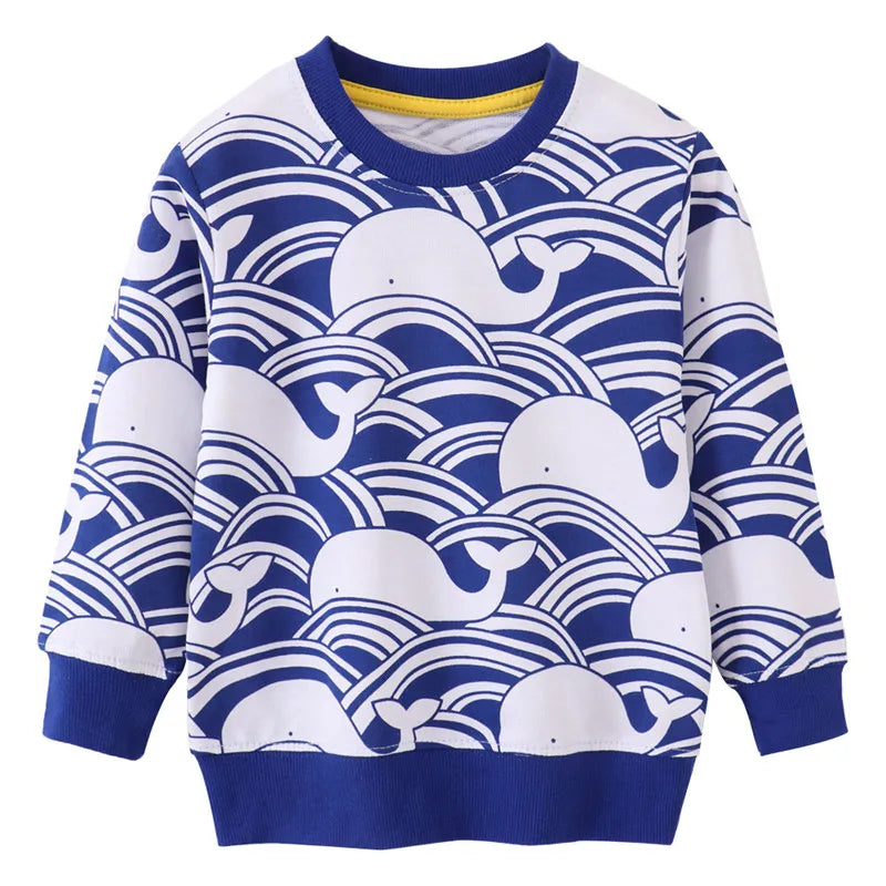 Kuscheliger Herbst-Pullover – Kinder-Sweatshirt mit Wal-Muster
