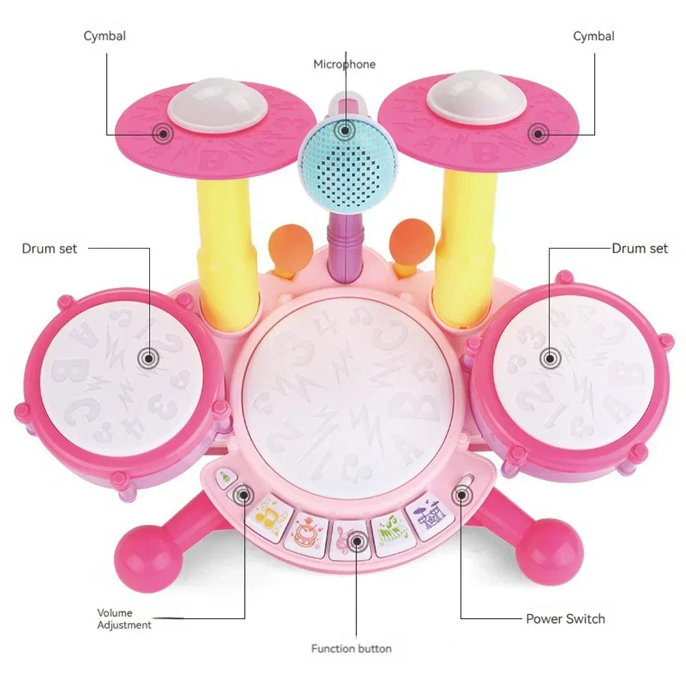 Elektronisches Kinder-Schlagzeug – Musikspielzeug mit Licht & Soundeffekten