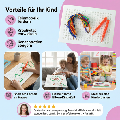 Fädelbrett Spielzeug mit Schnur – Kreatives Steckspiel zur Förderung der Motorik bei Kindern
