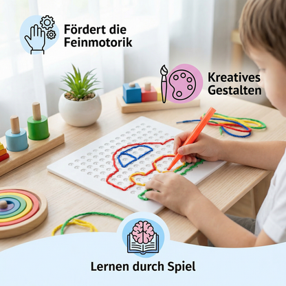 Fädelbrett Spielzeug mit Schnur – Kreatives Steckspiel zur Förderung der Motorik bei Kindern
