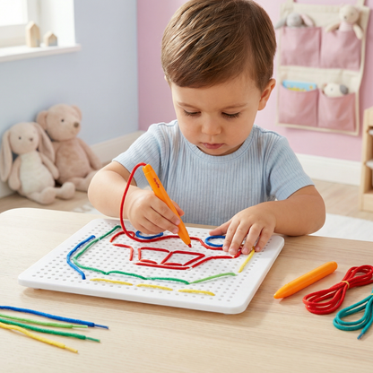 Fädelbrett Spielzeug mit Schnur – Kreatives Steckspiel zur Förderung der Motorik bei Kindern