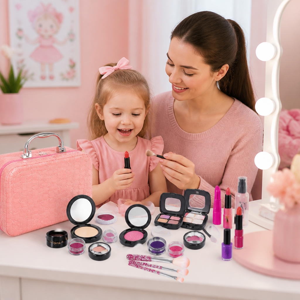Make-up-Spielset für Mädchen – Sicheres Kinder-Kosmetikset mit praktischer Tasche