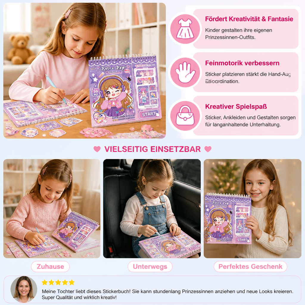Prinzessinnen-Anzieh-Stickerbuch – Kreativer Stickerspaß für Kinder