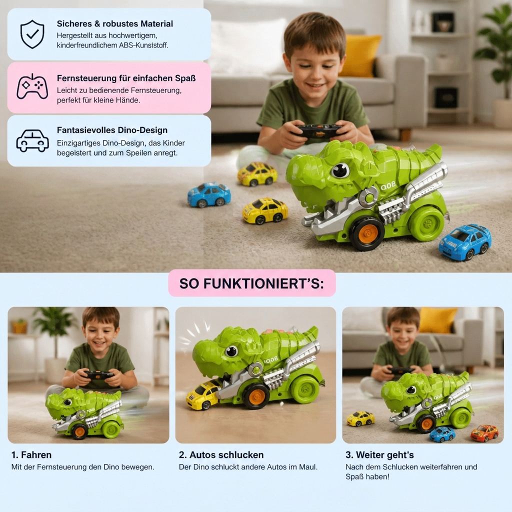 Ferngesteuerter Dino-Auto-Schlucker Truck