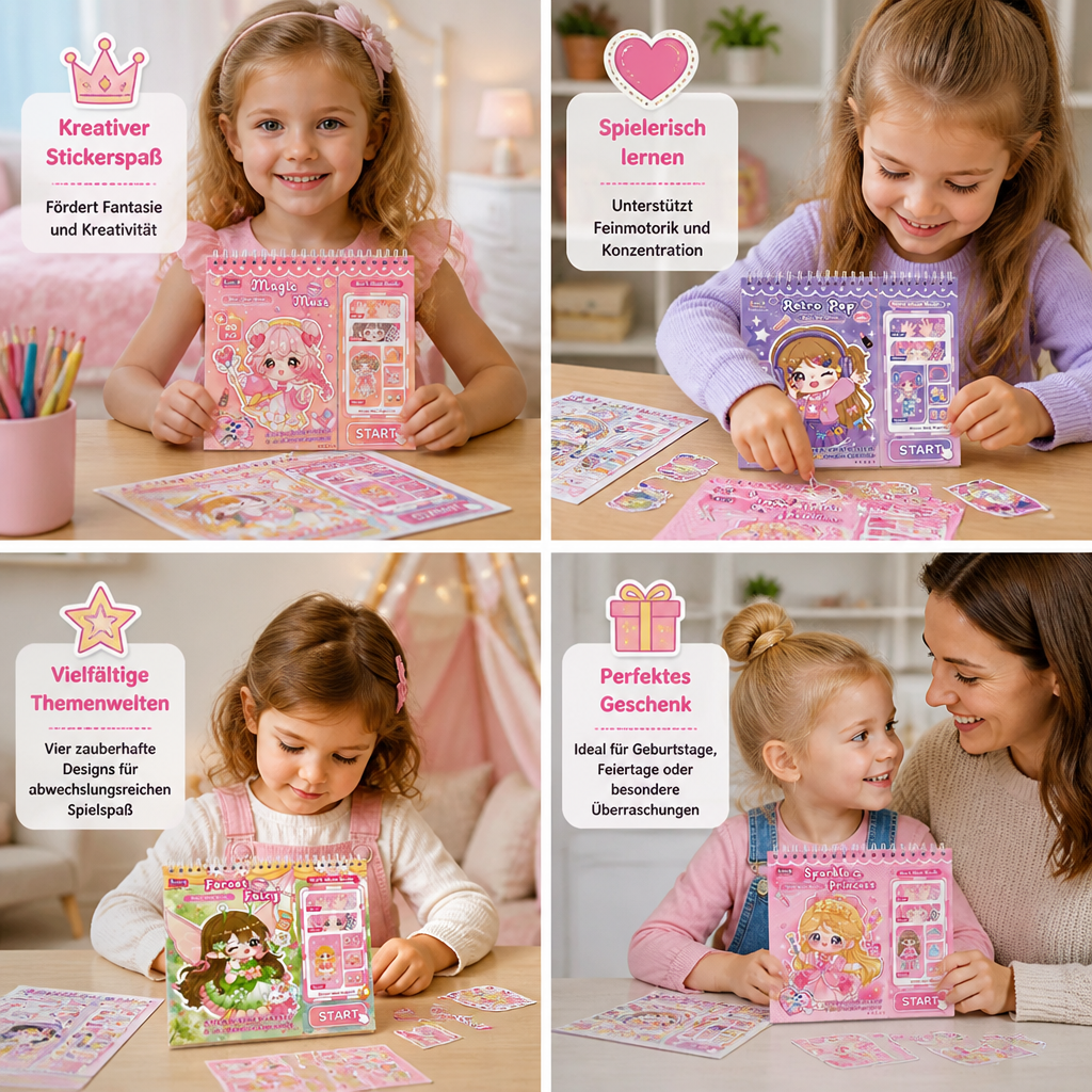 Prinzessinnen-Anzieh-Stickerbuch – Kreativer Stickerspaß für Kinder