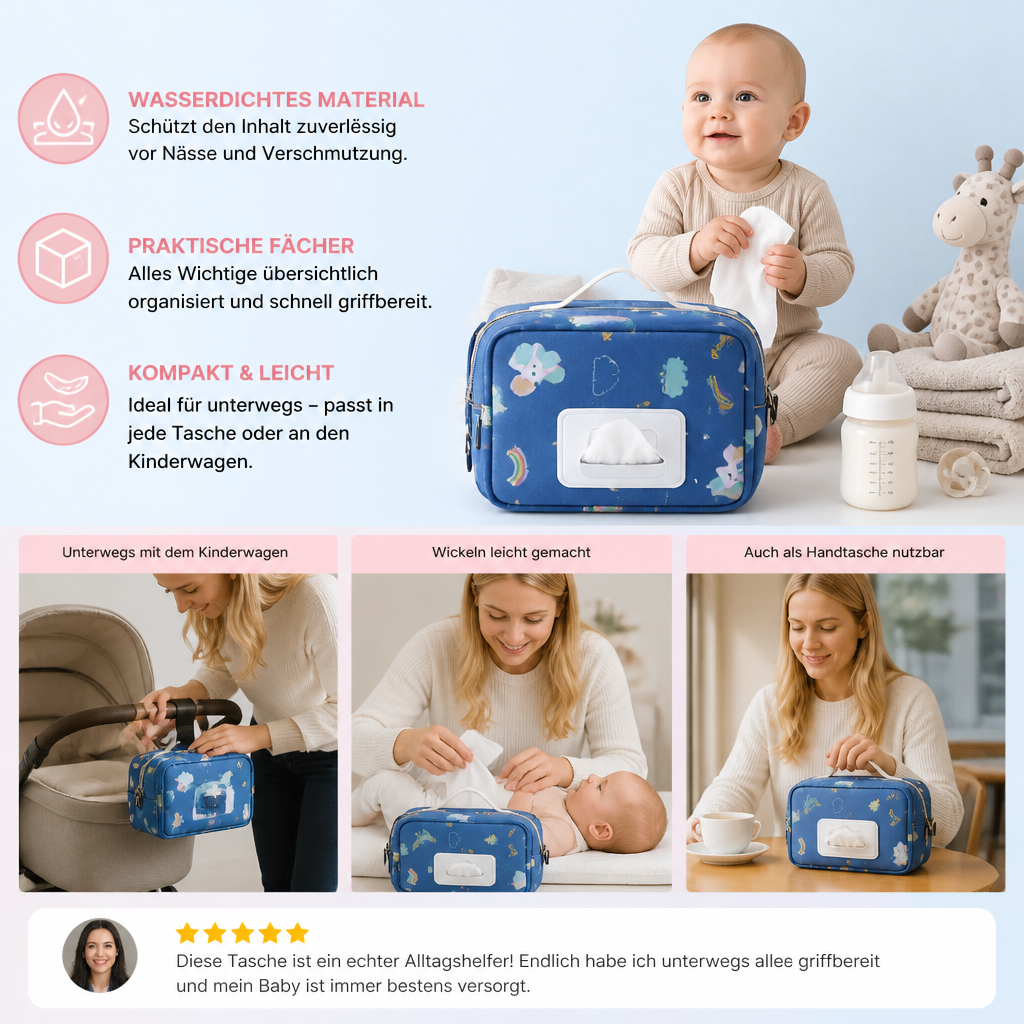 3-in-1 Kinderwagen-Organizer – Wasserdichte Wickeltasche mit isolierten Fächern